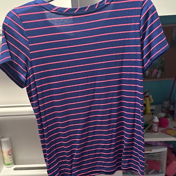 Lilly Pulitzer Blue and Pink Striped Short Sleeve Tee - Picture 2 of 2